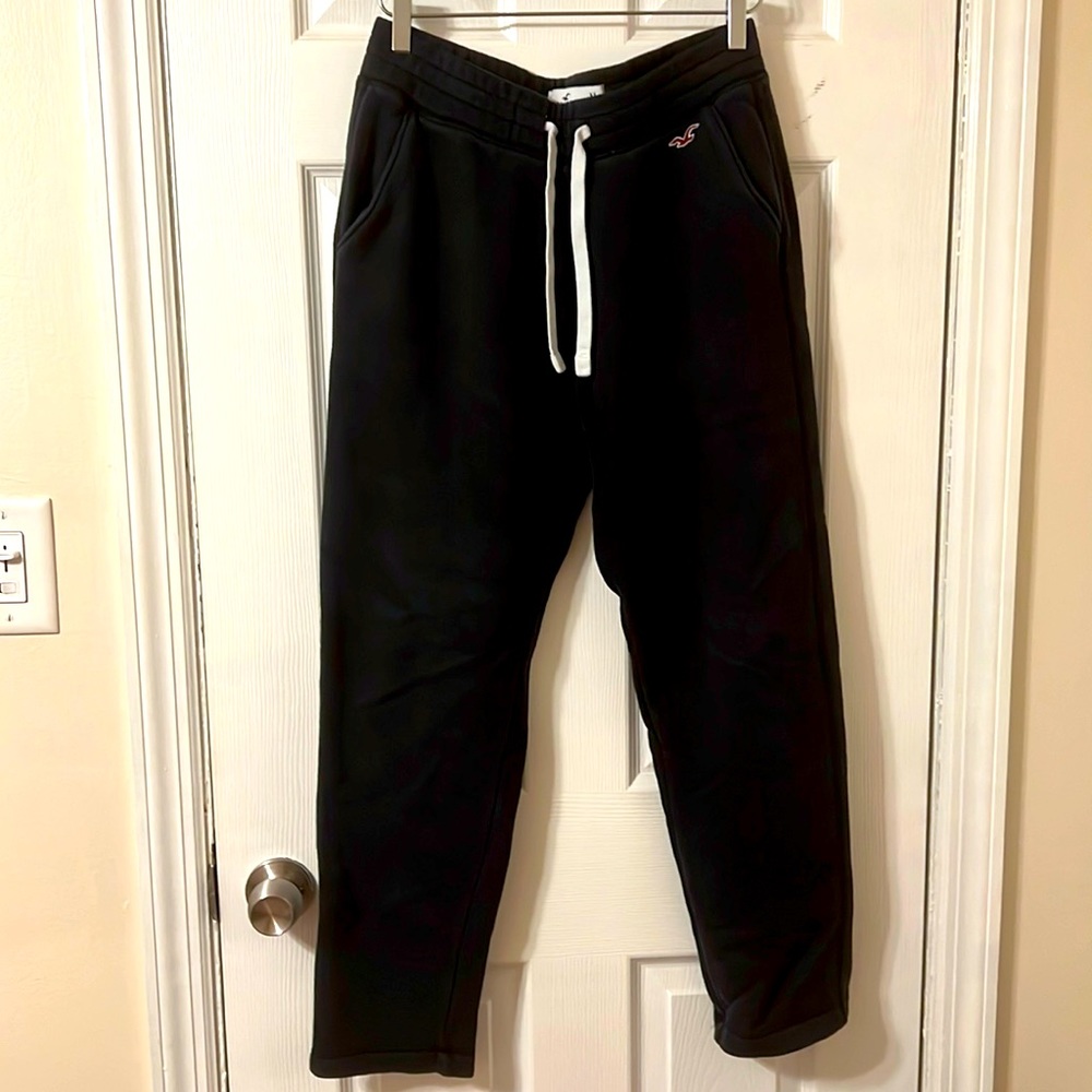 Mens Hollister Logo Sweatpants, Navy, Size Medium